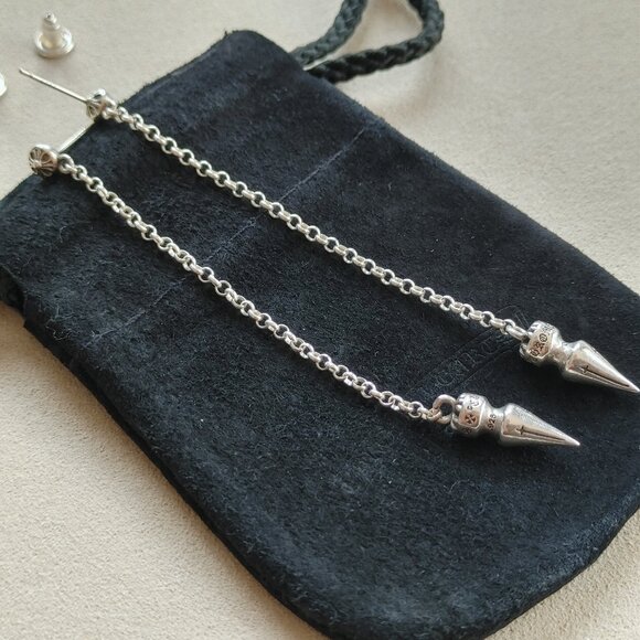 Chrome Hearts Spike Drop Earrings 925 Sterling Silver (Pair) New - Picture 3 of 14